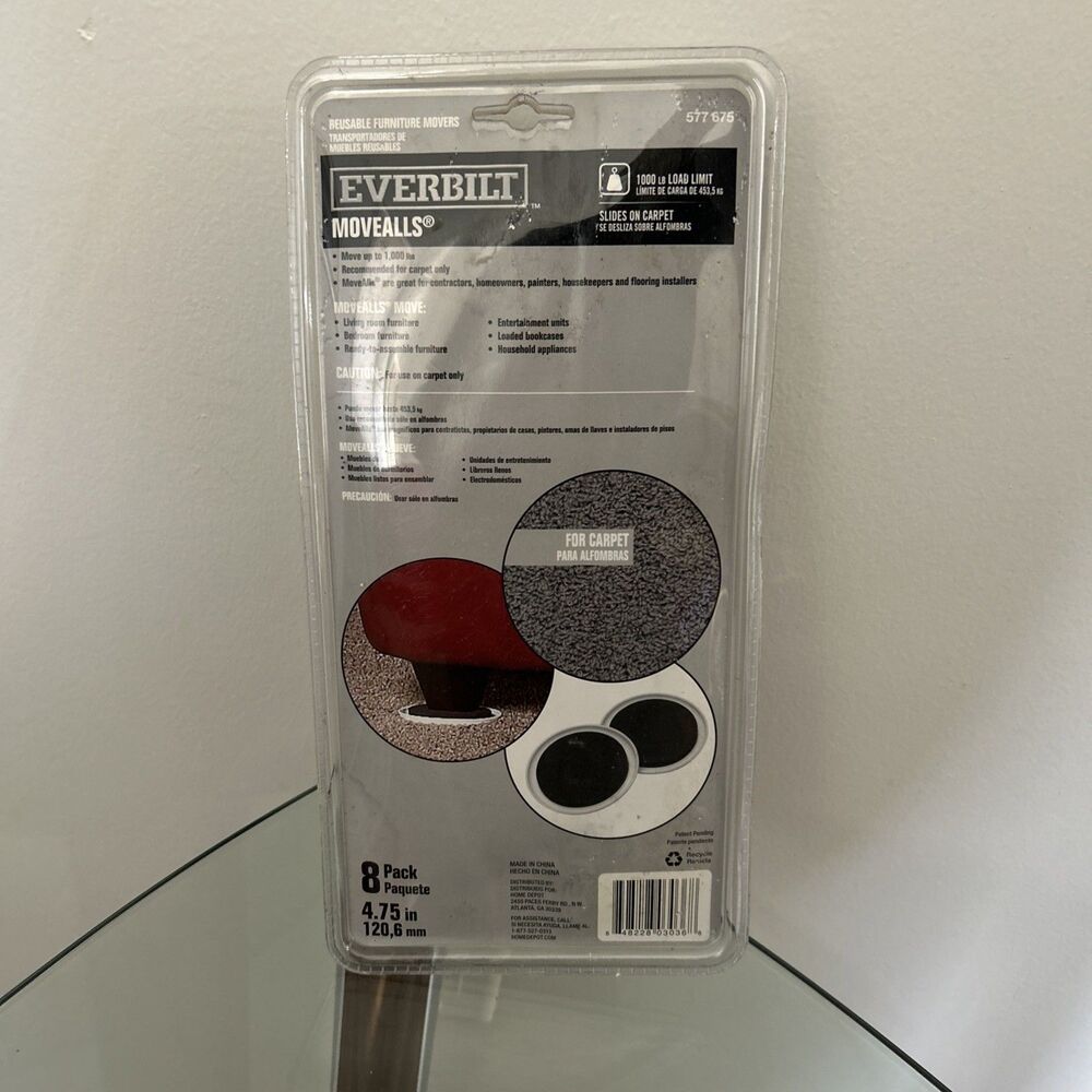 Everbilt Movealls Furniture Sliders Movers 8 Pack Slides on Carpet Reusable - Picture 4 of 4